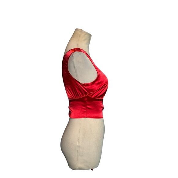 Shein Red Calvaya One Shoulder Tie Side Satin Top size XS - Picture 7 of 13